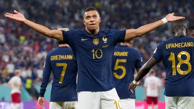 Kylian Mbappe scores twice for France vs. Denmark at the World Cup