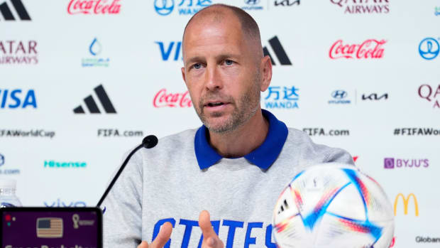 United States men’s national team manager Gregg Berhalter attends a press conference on the eve of the group B World Cup soccer match against Iran.