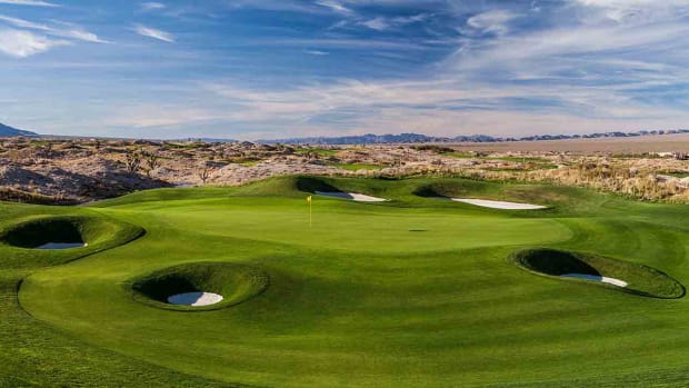 The 5th hole of the Wolf course at Las Vegas Paiute Golf Resort.