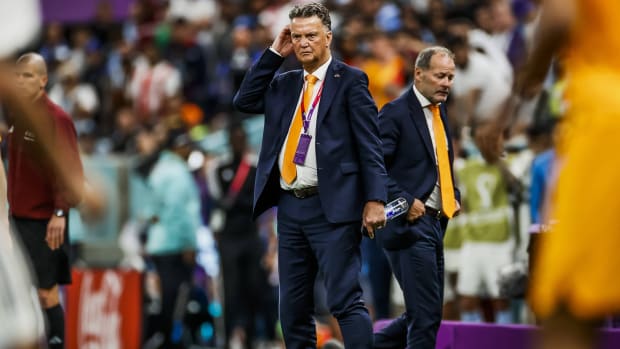 Netherlands manager Louis Van Gaal looks on after losing to Argentina.