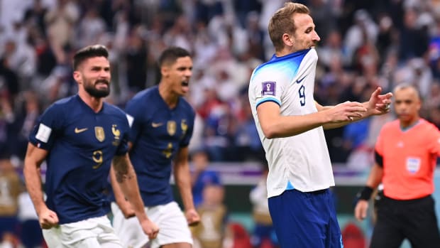 France celebrates Harry Kane’s missed penalty kick