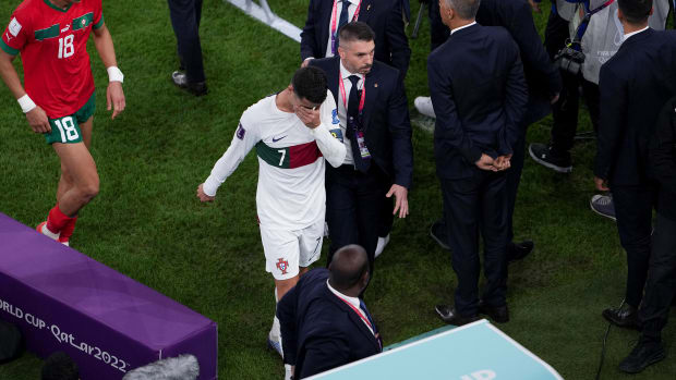 Cristiano Ronaldo leaves after Portugal’s defeat to Morocco