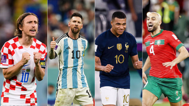 Croatia’s Luka Modrić, Argentina’s Lionel Messi, France’s Kylian Mbappé, Morocco’s Sofyan Amrabat