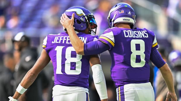 Minnesota Vikings wide receiver Justin Jefferson and quarterback Kirk Cousins