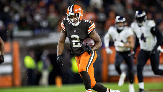Dec 17, 2022; Cleveland, Ohio, USA; Cleveland Browns wide receiver Amari Cooper (2) runs the ball against the Baltimore Ravens during the third quarter at FirstEnergy Stadium.