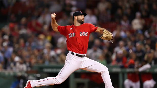 Sep 16, 2022; Boston, Massachusetts, USA; Boston Red Sox starting pitcher Michael Wacha (52) throws a pitch during the second inning against the Kansas City Royals at Fenway Park. Mandatory Credit: Paul Rutherford-USA TODAY Sports