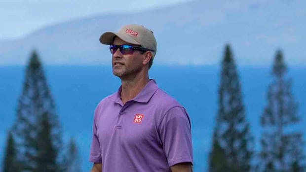 Adam Scott is pictured at the 2023 Sentry Tournament of Champions in Kapalua, Hawaii.