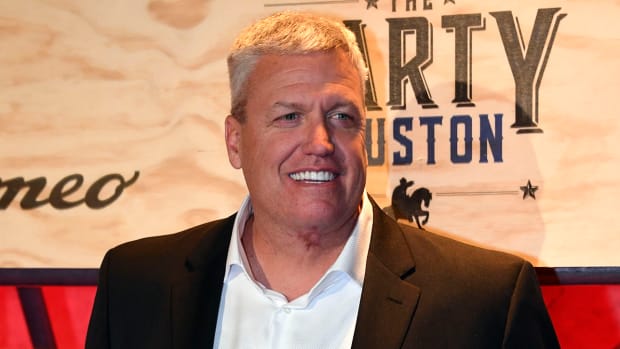 Buffalo Bills former head coach Rex Ryan poses for a photo on the red carpet at the ESPN the Party event in the Houston arts district.