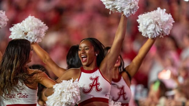 Alabama Crimson Tide cheerleaders during the second half at Bryant-Denny Stadium against Texas A&M.