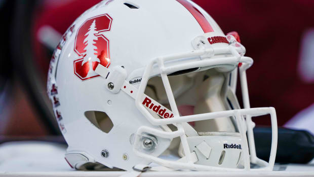 Stanford, CA, USA; General view of the Stanford Cardinal helmet during the first quarter against the Washington State Cougars at Stanford Stadium