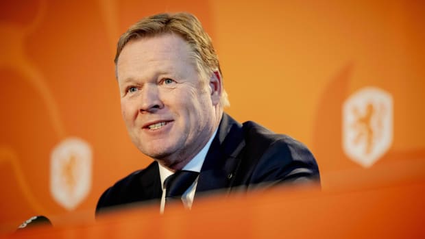 Ronald Koeman being introduced as Netherlands manager