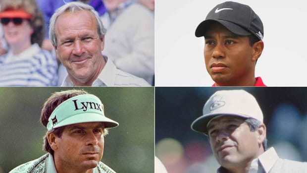 Arnold Palmer, Tiger Woods, Lee Trevino and Fred Couples, clockwise from top left.