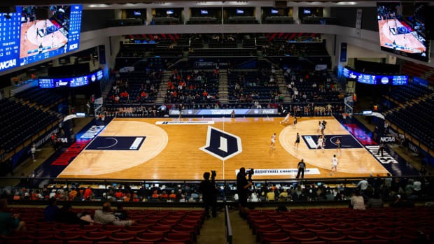 Duquesne’s basketball arena, UPMC Cooper Fieldhouse in Pittsburgh during the DIII women’s basketball semifinal.