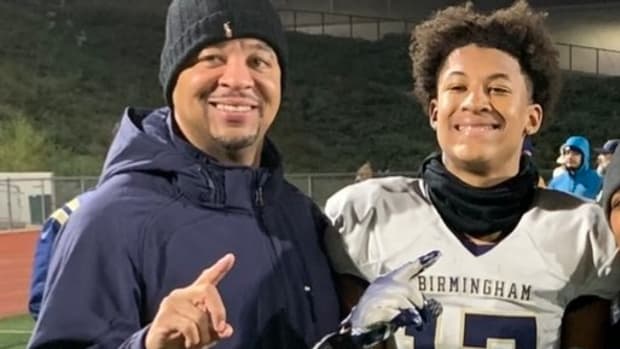 Jeff Waters and his son Peyton, who has a UW football offer.