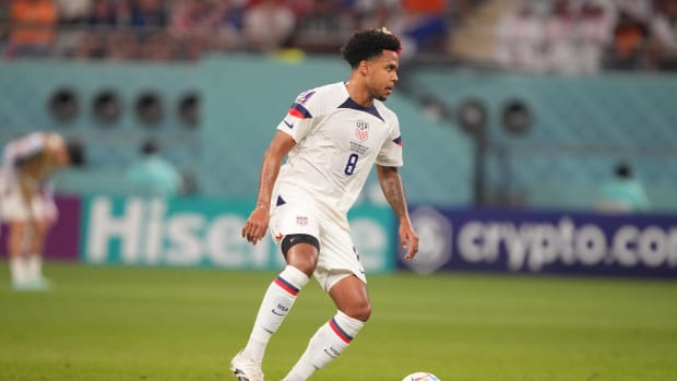 Weston McKennie pictured in action for the USMNT at the 2022 World Cup in Qatar