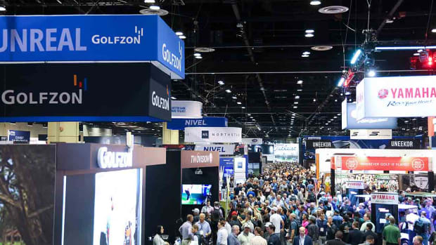 The show floor at the 2023 PGA Merchandise Show in Orlando, Fla.