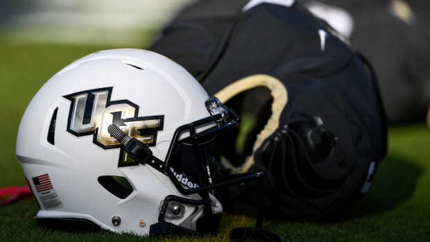 Aug 29, 2019; Orlando, FL, USA; General view of a UCF helmet prior to the game between the UCF Knights and the Florida A&M Rattlers at Spectrum Stadium. Mandatory Credit: Douglas DeFelice-USA TODAY Sports