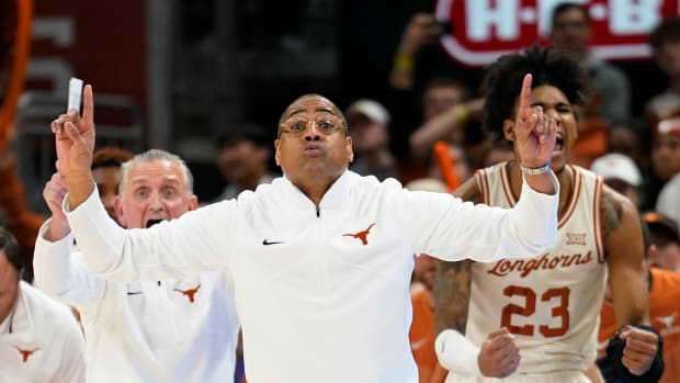 Jan 30, 2023; Austin, Texas, USA; Texas Longhorns acting head coach Rodney Terry signals to players during the second half against the Baylor Bears at Moody Center. Mandatory Credit: Scott Wachter-USA TODAY Sports