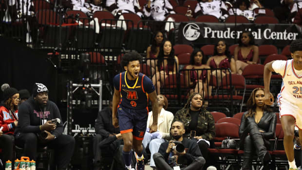 Morgan State MBB player Kamron Hobbs at the Invesco QQQ Legacy Classic in New Jersey