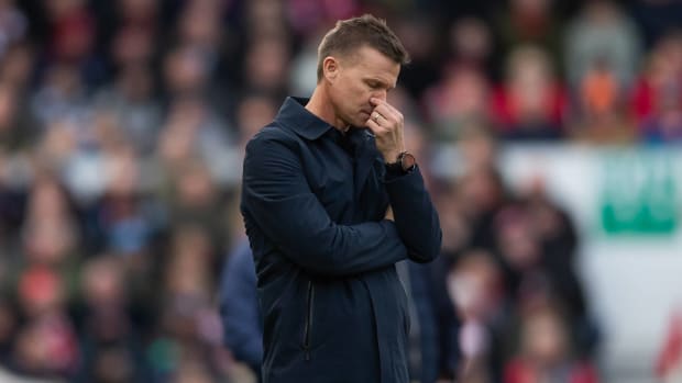 Leeds United manager Jesse Marsch pictured during his team's 1-0 defeat at Nottingham Forest in February 2023