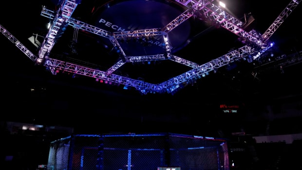 The octagon before UFC Fight Night at Pechanga Arena.