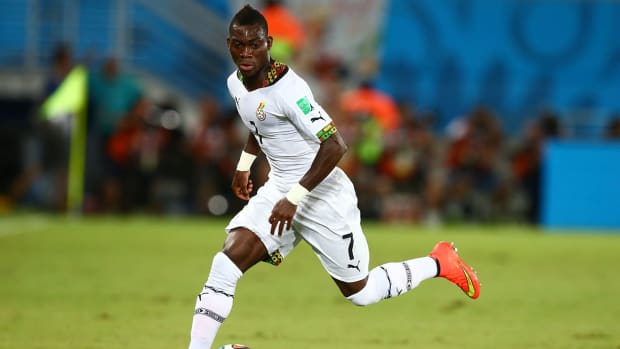 Ghana midfielder Christian Atsu (7) against USA during the 2014 World Cup at Estadio das Dunas. USA defeated Ghana 2-1.