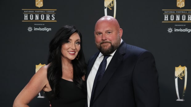 Feb 9, 2023; Phoenix, Arizona, US; New York Giants head coach Brian Daboll poses for a photo on the red carpet before the NFL Honors award show at Symphony Hall.