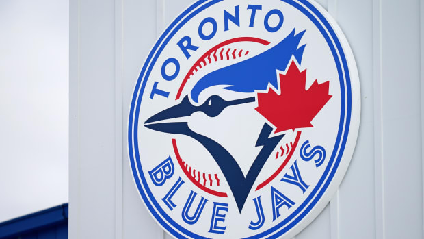 Toronto Blue Jays logo at spring training