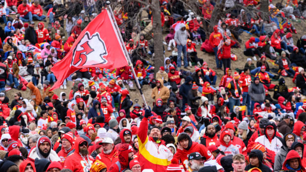 Fans in Kansas City celebrate the Chiefs’ Super Bowl LVII victory with a parade.