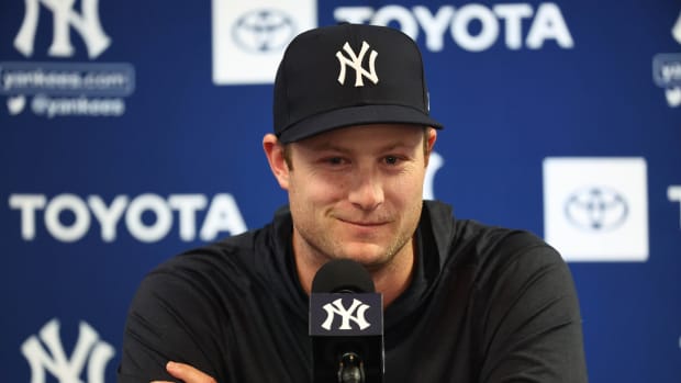 New York Yankees SP Gerrit Cole in spring training press conference