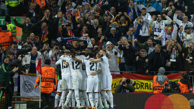 Real Madrid celebrates a goal.
