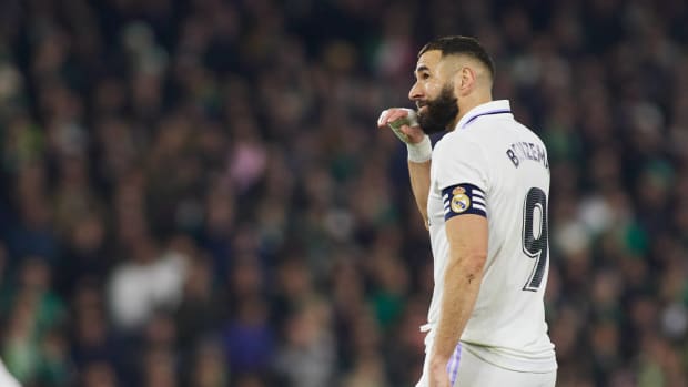 Karim Benzema pictured during Real Madrid's 0-0 draw at Real Betis in March 2023