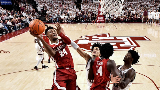 Alabama Crimson Tide forward Brandon Miller (24) shoots against the Texas A&M Aggies during the second half at Reed Arena.