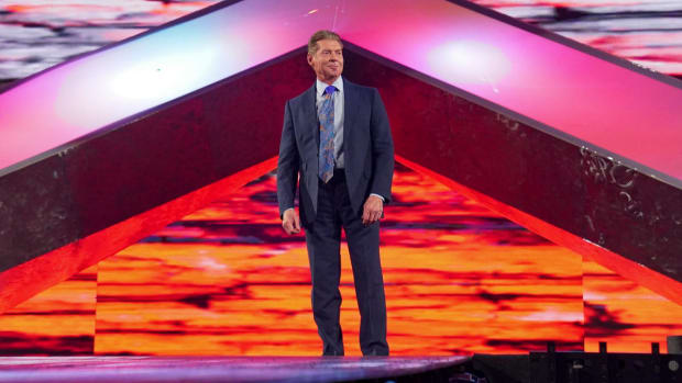 Vince McMahon makes his entrance at a WWE event