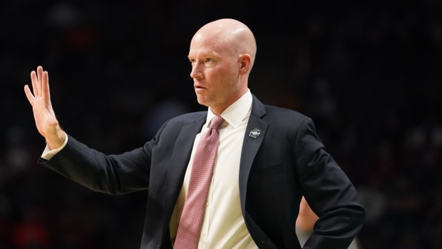 Mar 16, 2023; Birmingham, AL, USA; Maryland Terrapins head coach Kevin Willard reacts against the West Virginia Mountaineers during the first half in the first round of the 2023 NCAA Tournament at Legacy Arena. Mandatory Credit: Marvin Gentry-USA TODAY Sports