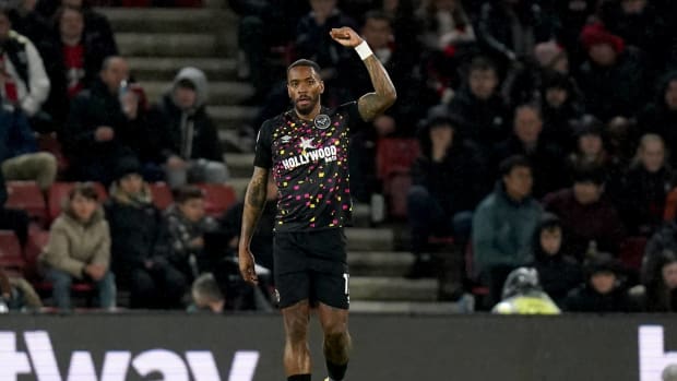 Ivan Toney pictured celebrating a goal during Brentford's 2-0 win at Southampton in March 2023