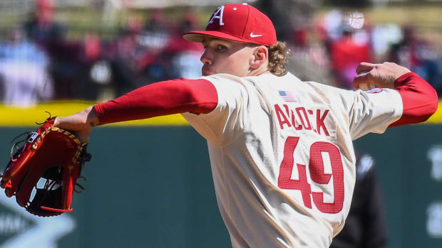 Razorbacks pitcher Cody Adcock got a solid six innings in start to finish sweep over Auburn