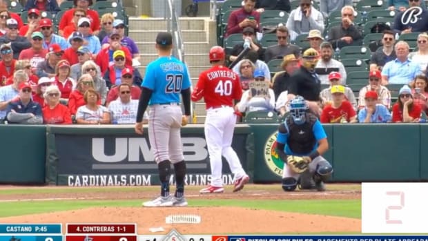 Cardinals’ Wilson Contreras got burned by the pitch clock in the most brutal way.
