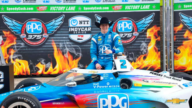 Josef Newgarden won for the second straight year and third time overall Sunday at Texas Motor Speedway. Photo courtesy IndyCar.