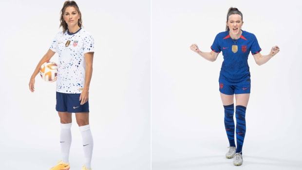 Alex Morgan and Rose Lavelle in the new USWNT kits.