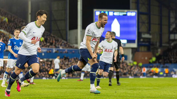 Harry Kane celebrates a goal for Spurs.