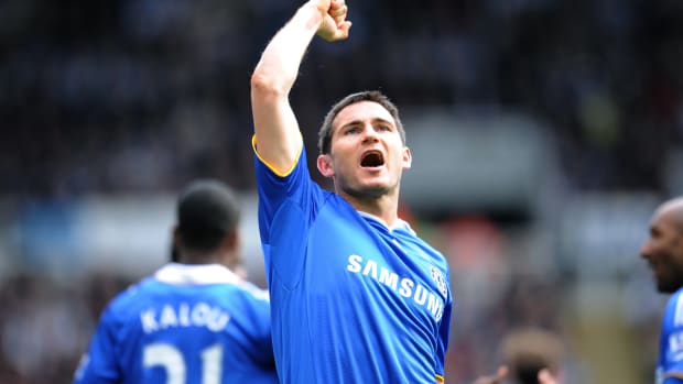 Frank Lampard pictured celebrating a goal for Chelsea in 2009