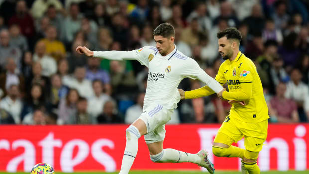 Federico Valverde (left) and Alex Baena pictured during Villarreal's 3-2 win at Real Madrid in April 2023