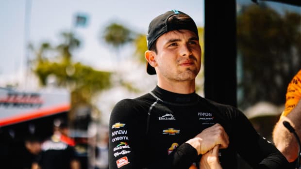 Pato O'Ward continues to have the hot foot, leading Friday's IndyCar practice in Long Beach. Photo: Joe Skibinski/IndyCar