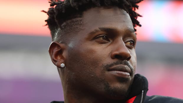 Former NFL wide receiver Antonio Brown attending the Super Bowl.