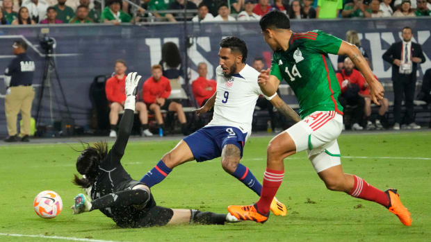 Jesus Ferreira scores a goal vs. Mexico.