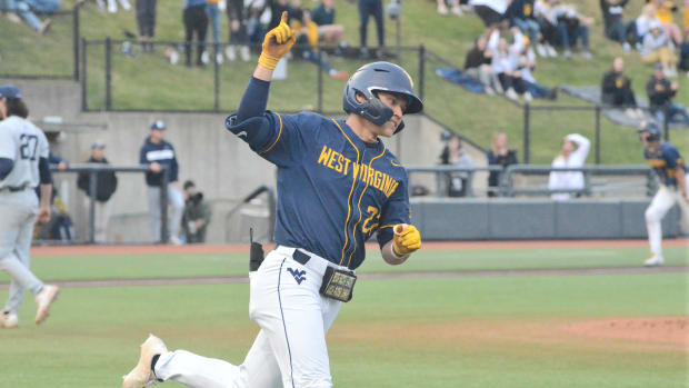 Apr 25, 2023; Sophomore J.J. Wetherholt reacts after ripping a grand slam against Penn State in the bottom of the third inning.