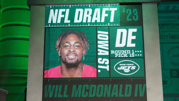 Jets' first-round selection Will McDonald on the NFL Draft big screen