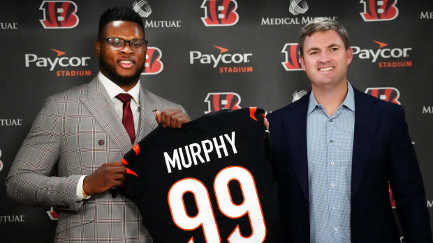 Cincinnati Bengal head coach Zach Taylor introduced Myles Murphy, 21, as the newest Cincinnati Bengal player at Paycor Stadium, Saturday, April 29, 2023. Murphy said he choose the number 99, because 98 wasn t available. DJ Reader is number 98. Like Reader, Murphy attended Clemson University. Myles Murphy Newest Cincinnati Bengal