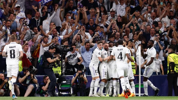 Real Madrid celebrate a goal vs. Man City